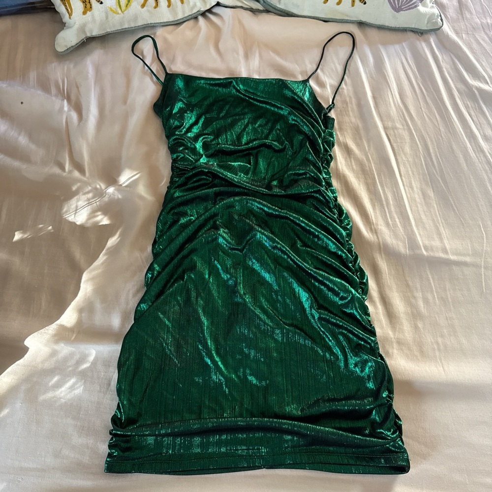 Camille La Vie Emerald Green Spaghetti Strap Dress